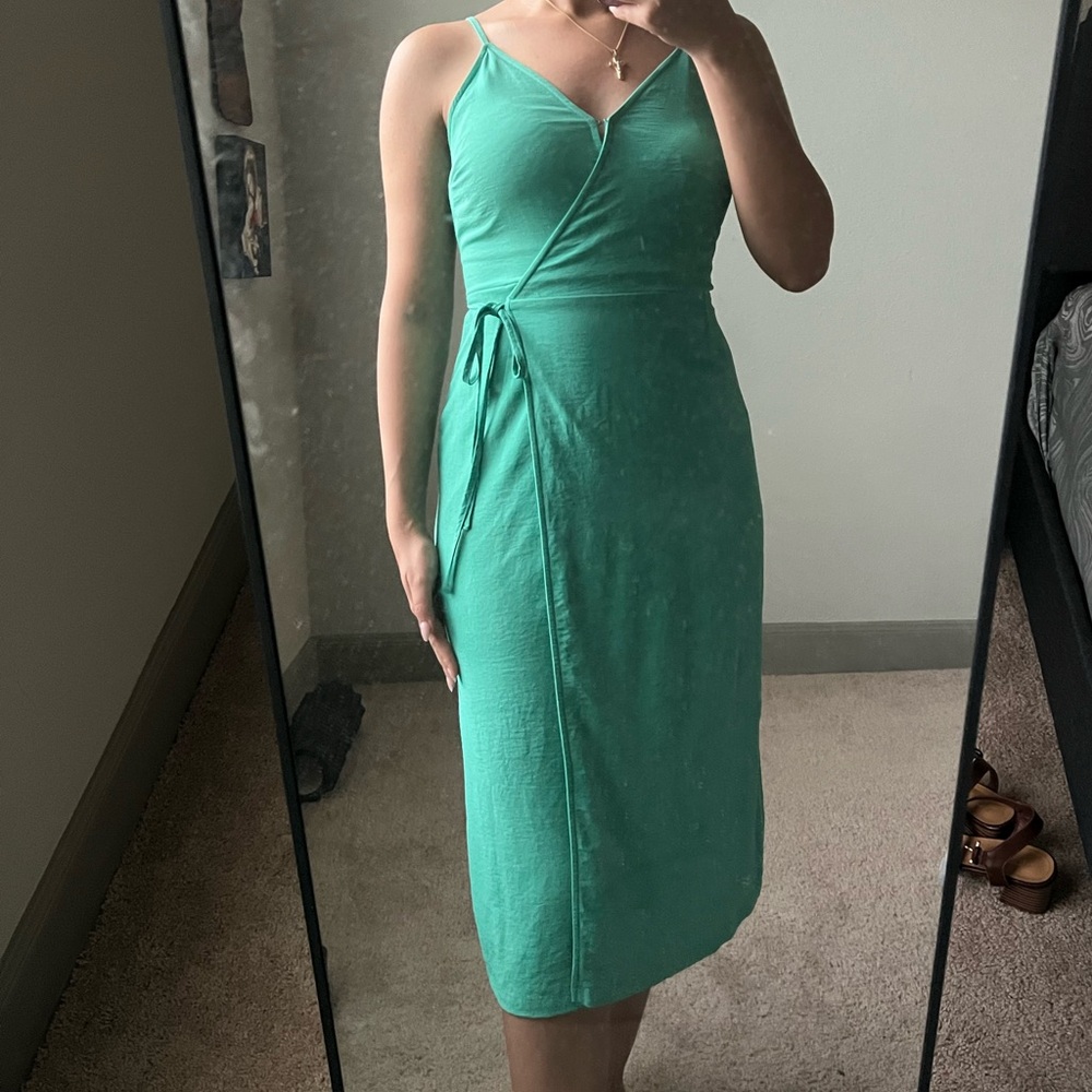Nine West Teal Midi Wrap Dress